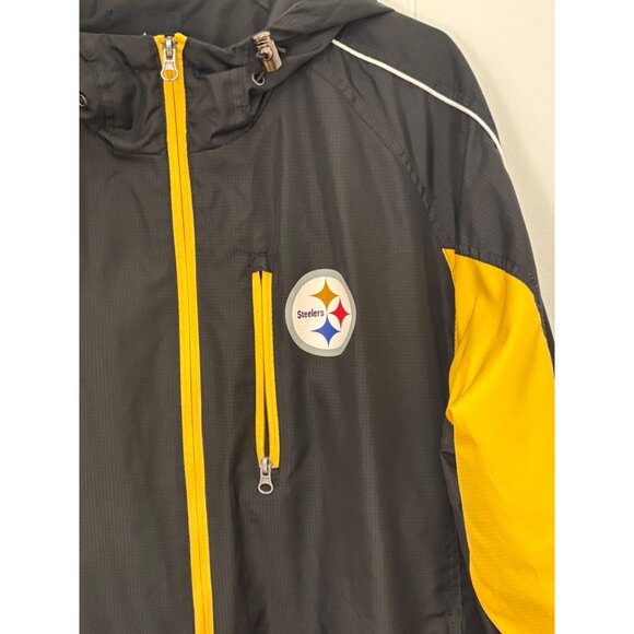 Official NFL Men’s XL Pittsburgh Steeler’s Jacket Hooded Football Windbreaker - Picture 2 of 15